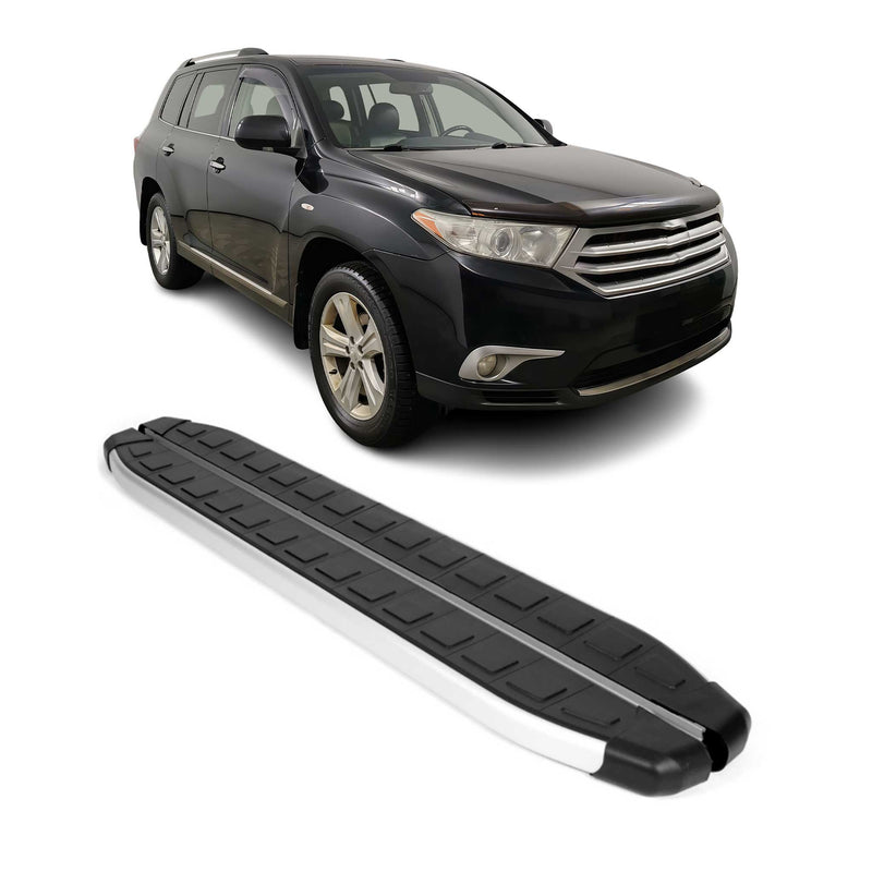 Marchepieds Latéraux pour Toyota Highlander 2007-2013 Alu Noir Gris 2Pcs