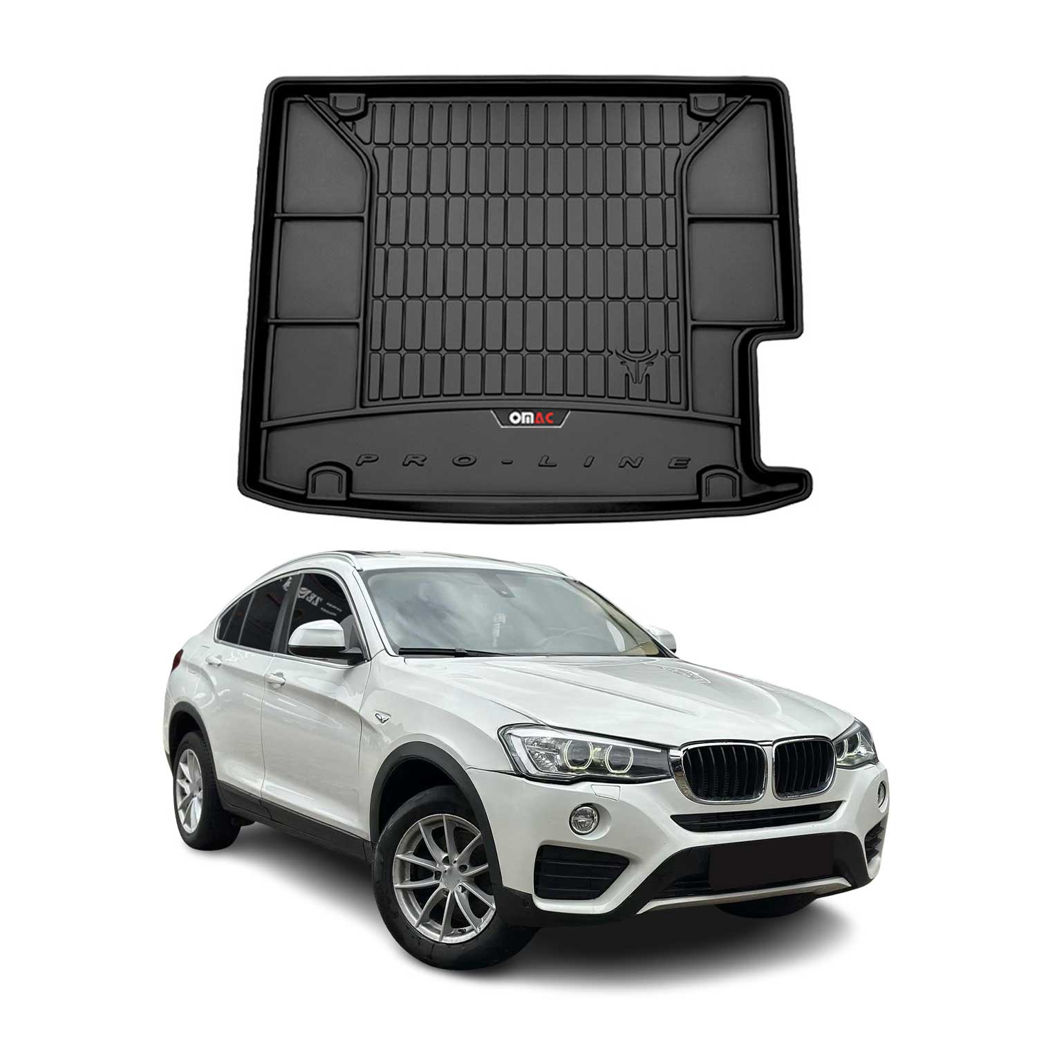 OMAC Tapis de coffre caoutchouc pour BMW X4 F26 2014-2018 Noir Premium