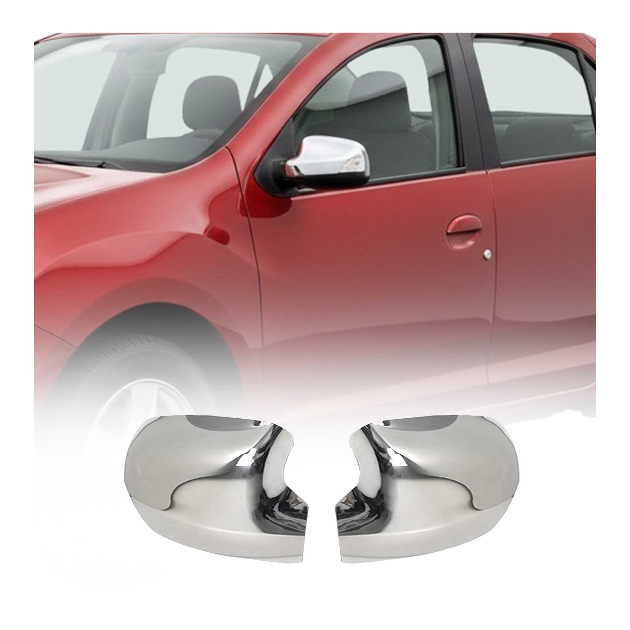 Coques de Rétroviseurs pour Renault Symbol III 2013-2021 en Acier Chromé Argent