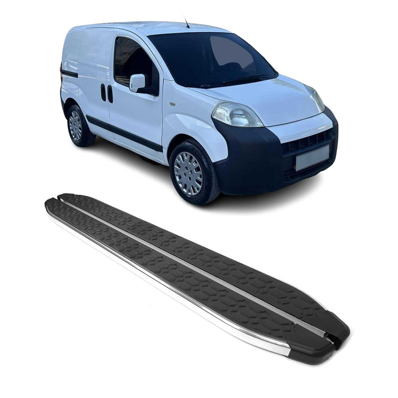Marchepieds Latéraux pour Peugeot Bipper 2008-2021 inox Brillant Argent Noir 2x