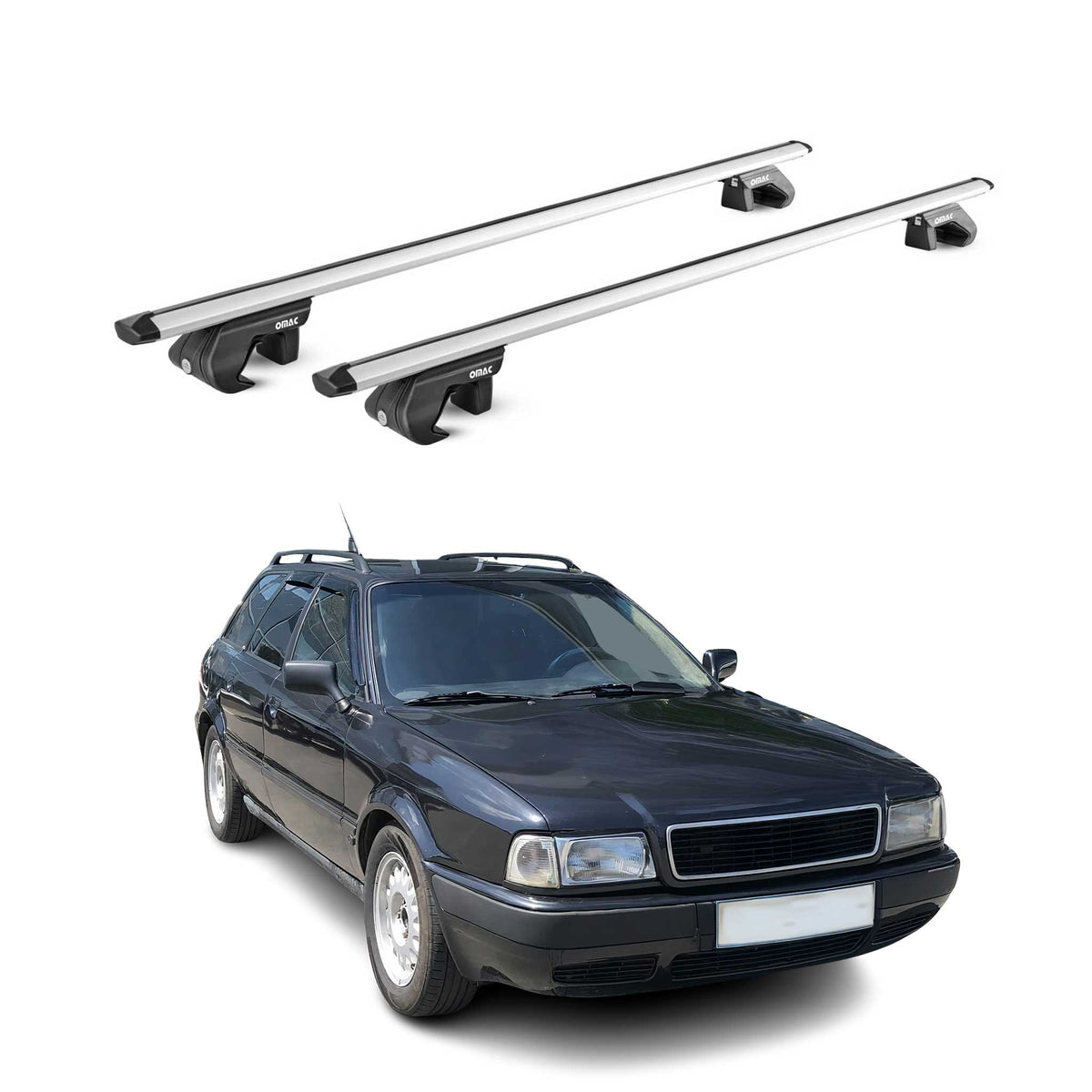 Barres de toit transversales pour Audi 80 Break 1992-1995 Alu Gris 2 pièces ABE