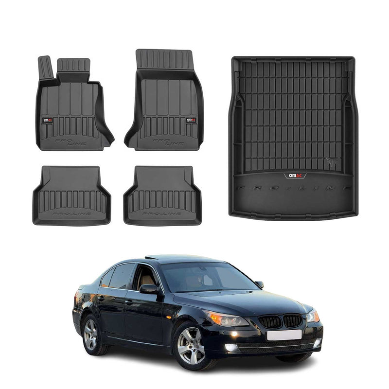 OMAC Kit Tapis de sol et coffre pour BMW Série 5 E60 M5 2003-2010 Premium Noir