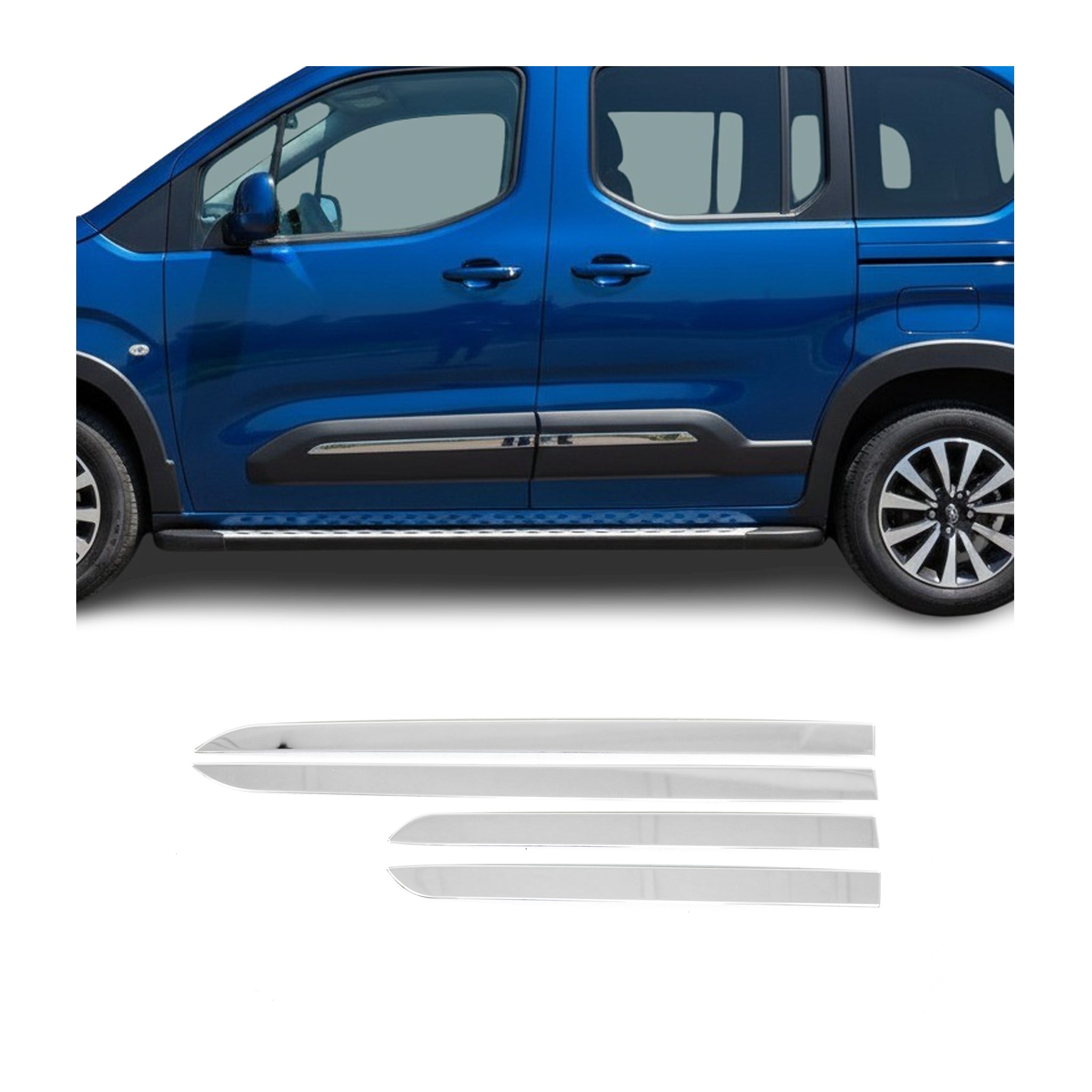 Garniture Baguette de porte latérale pour Peugeot Rifter 2019-2021 inox 4Pcs