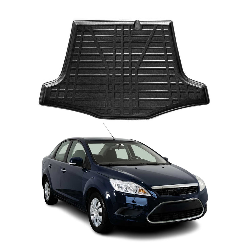 Tapis de Coffre pour Ford Focus mk2 2004-2011 Berline en TPE Noir