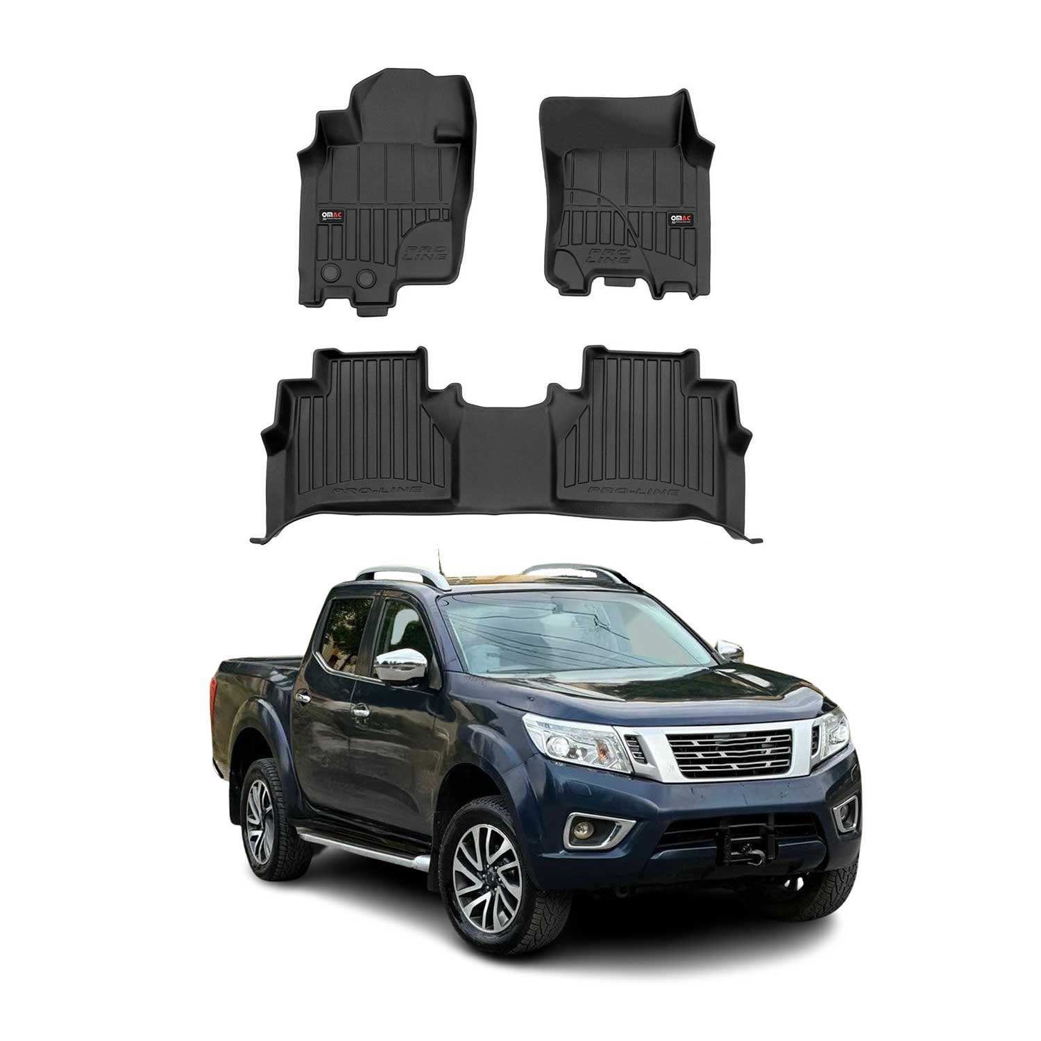Tapis de Sol Voiture pour Nissan Navara 2015-2023 Caoutchouc TPE Noir