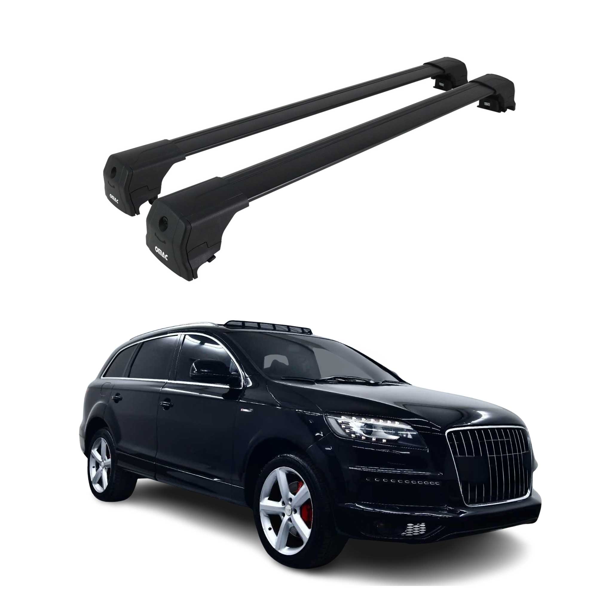 Barres de toit transversales pour Audi Q7 4LB 2006-2015 Aluminium Noir ABE