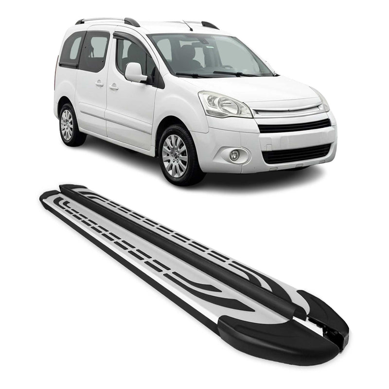 Marchepieds Latéraux pour Citroen Berlingo 2008-2018 L1 Aluminium Gris Noir 2Pcs