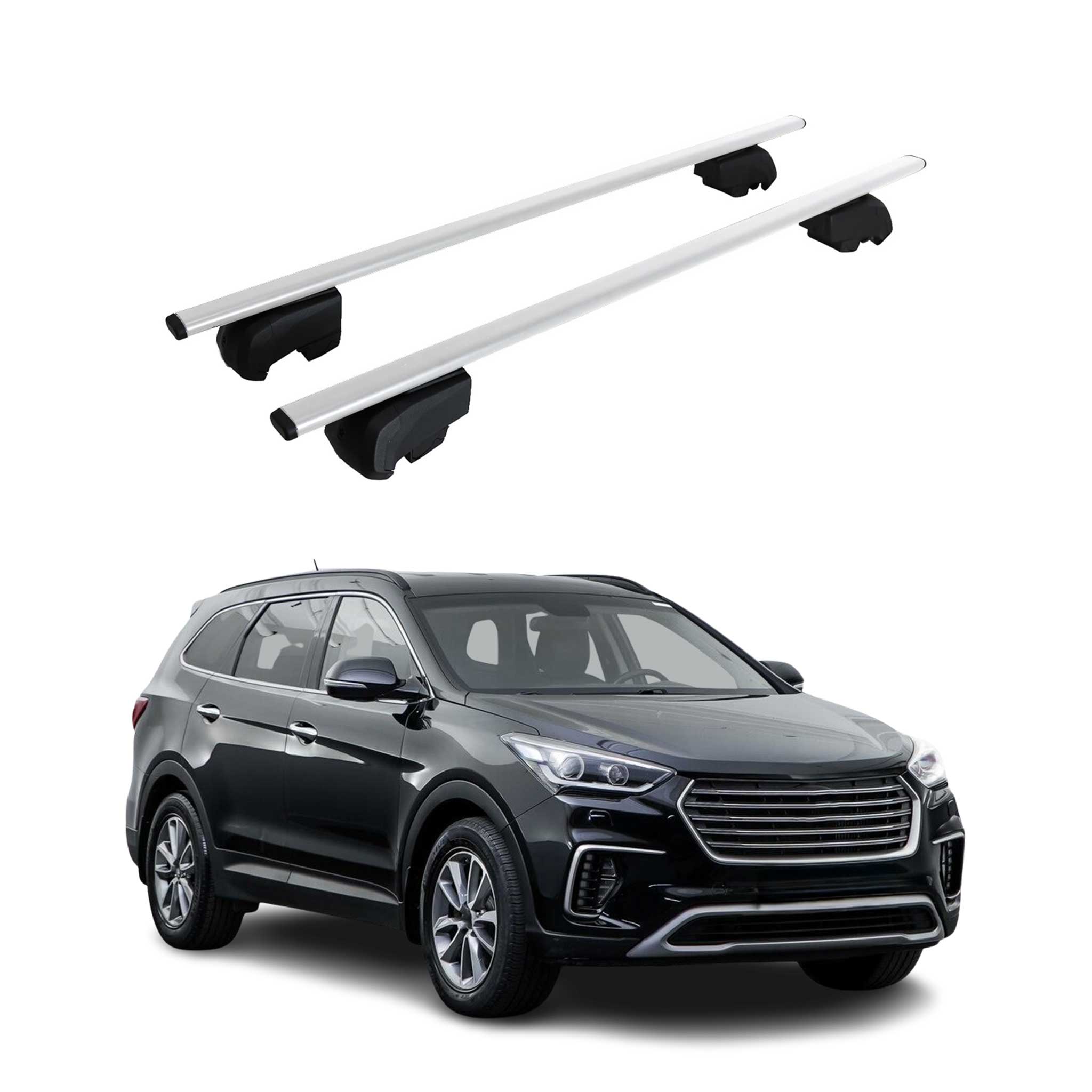 Barres de toit pour Hyundai Santa Fe III / Grand Santa Fe 2013-2018 Fer Gris 2x