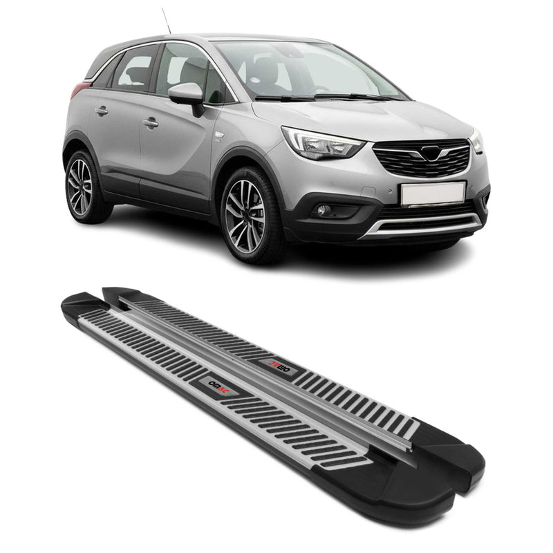 Marchepieds Latéraux pour Opel Crossland X 2017-2024 Aluminium Noir Gris 2Pcs
