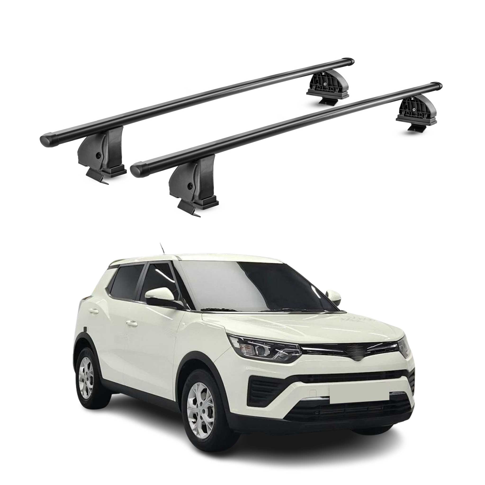 Barres de toit transversales acier pour Ssangyong Tivoli 2015-2023 TÜV Noir 2Pcs