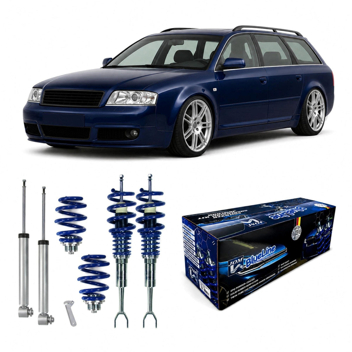 JOM BlueLine Combinés Filetés pour Audi A4 B9 8W (Berline/Avant) Ø 48 (6/53) mm 2015-