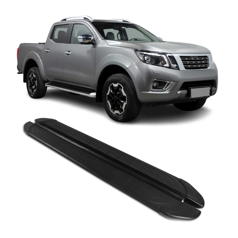 Marchepieds Latéraux pour Nissan Navara D23 Double Cab 2016-2025 2Pcs Alu Noir