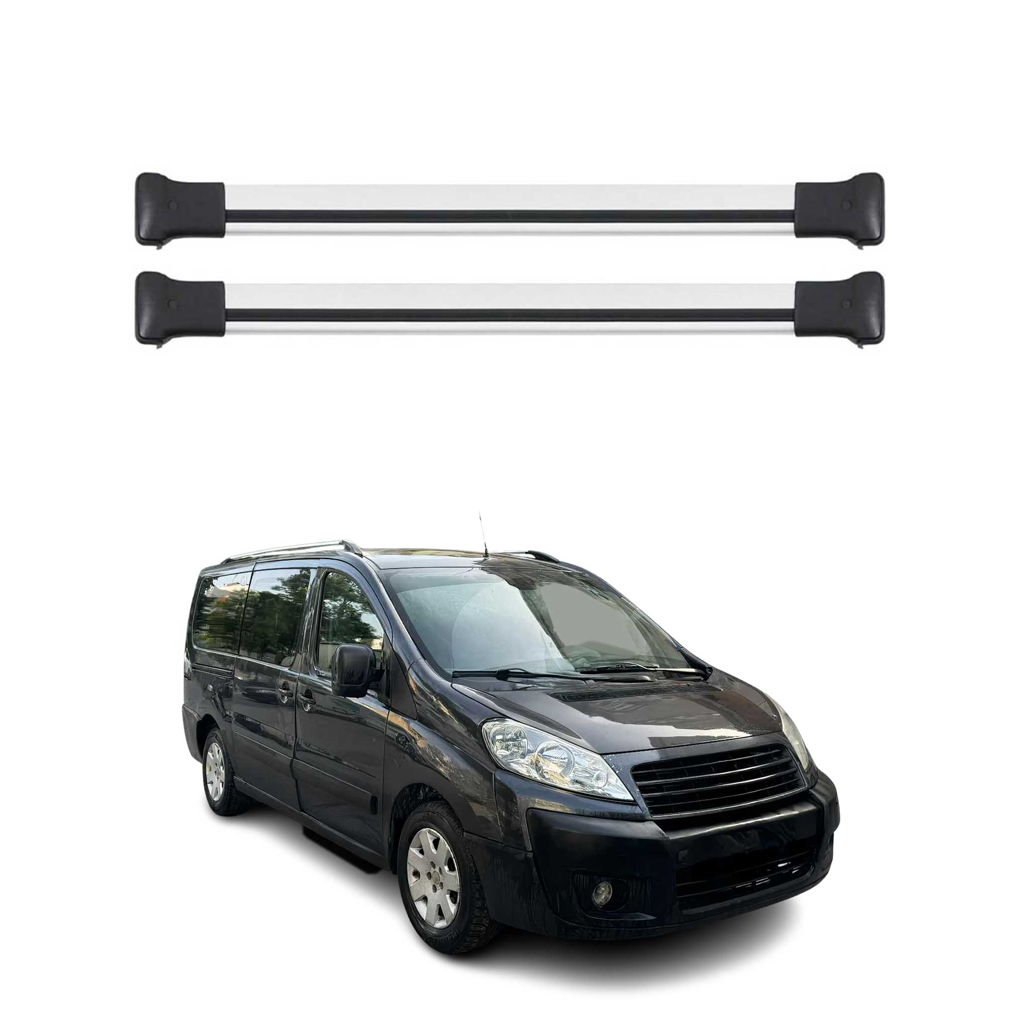 Barre de toit transversale pour Fiat Scudo 2010-2016 en Alu gris