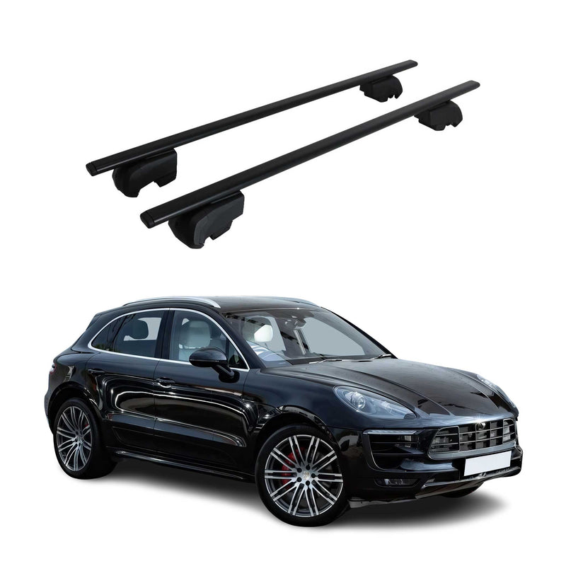Barres de toit Transversales pour Porsche Macan 2014-2023 Fer Noir ABE