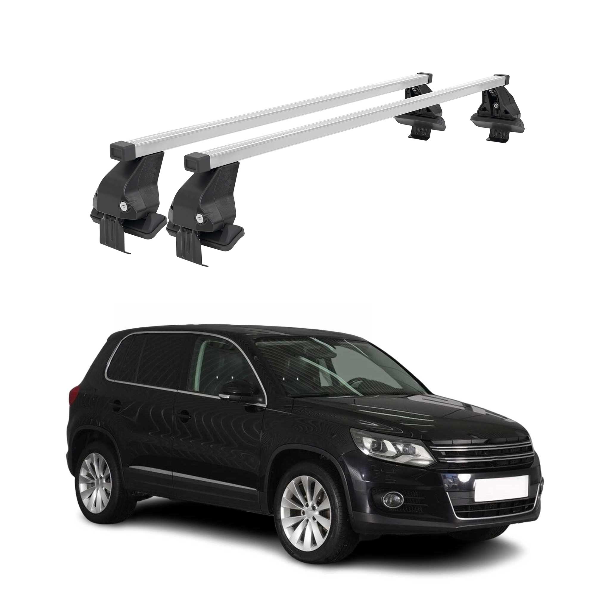 Barres de toit transversales pour VW Tiguan 2007-2011 Acier Gris