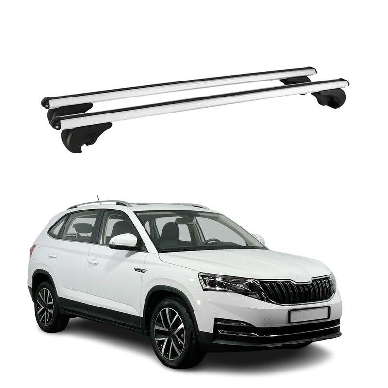 Barres de toit Transversales pour Skoda Kamiq 2019-2024 Aluminium Argent