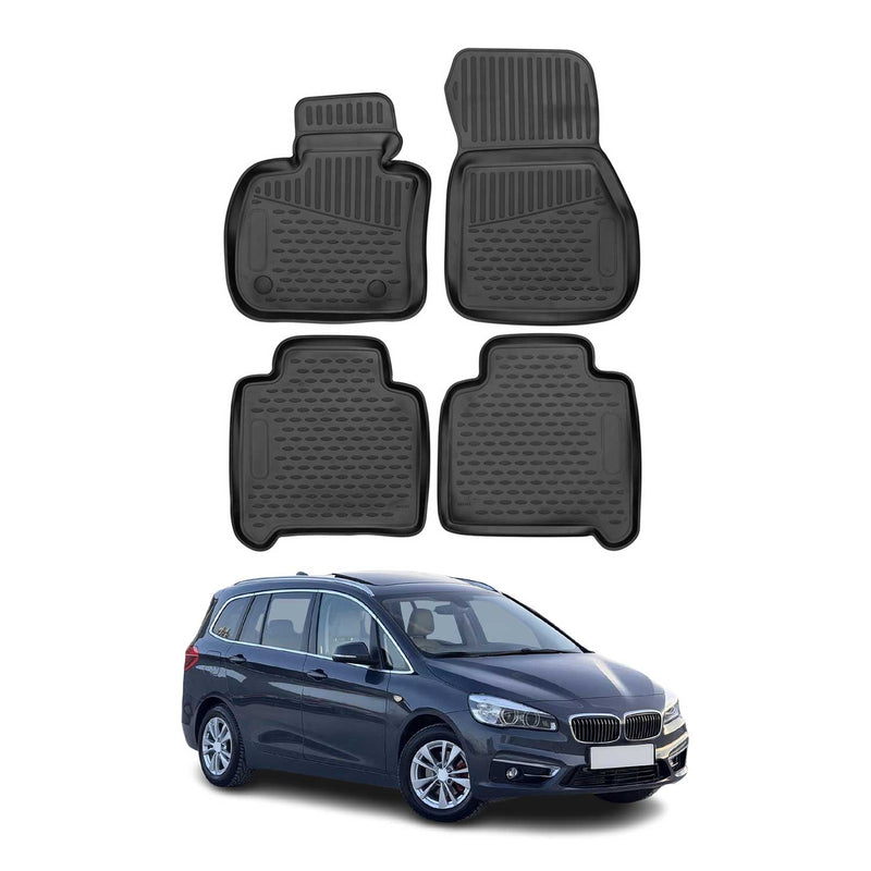 OMAC 3D Tapis de sol pour BMW Série 2 Gran Tourer F46 2014-2024 caoutchouc Noir