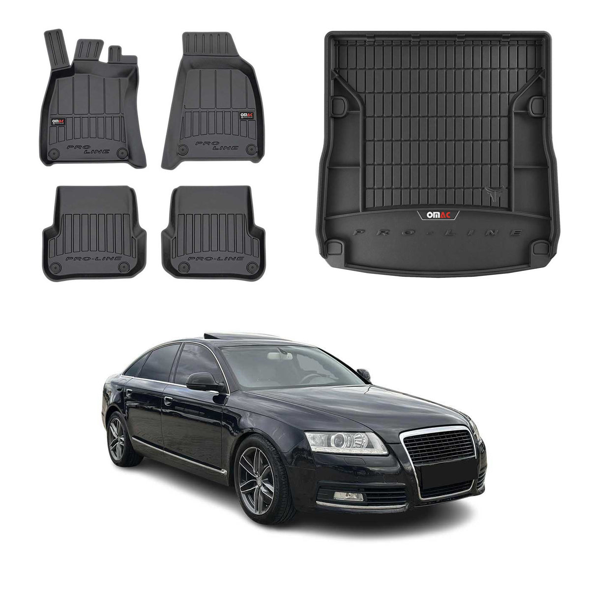OMAC Kit Tapis de Sol et Coffre pour Audi A6 C6 Break Allroad 2004-2006 Pre-FL