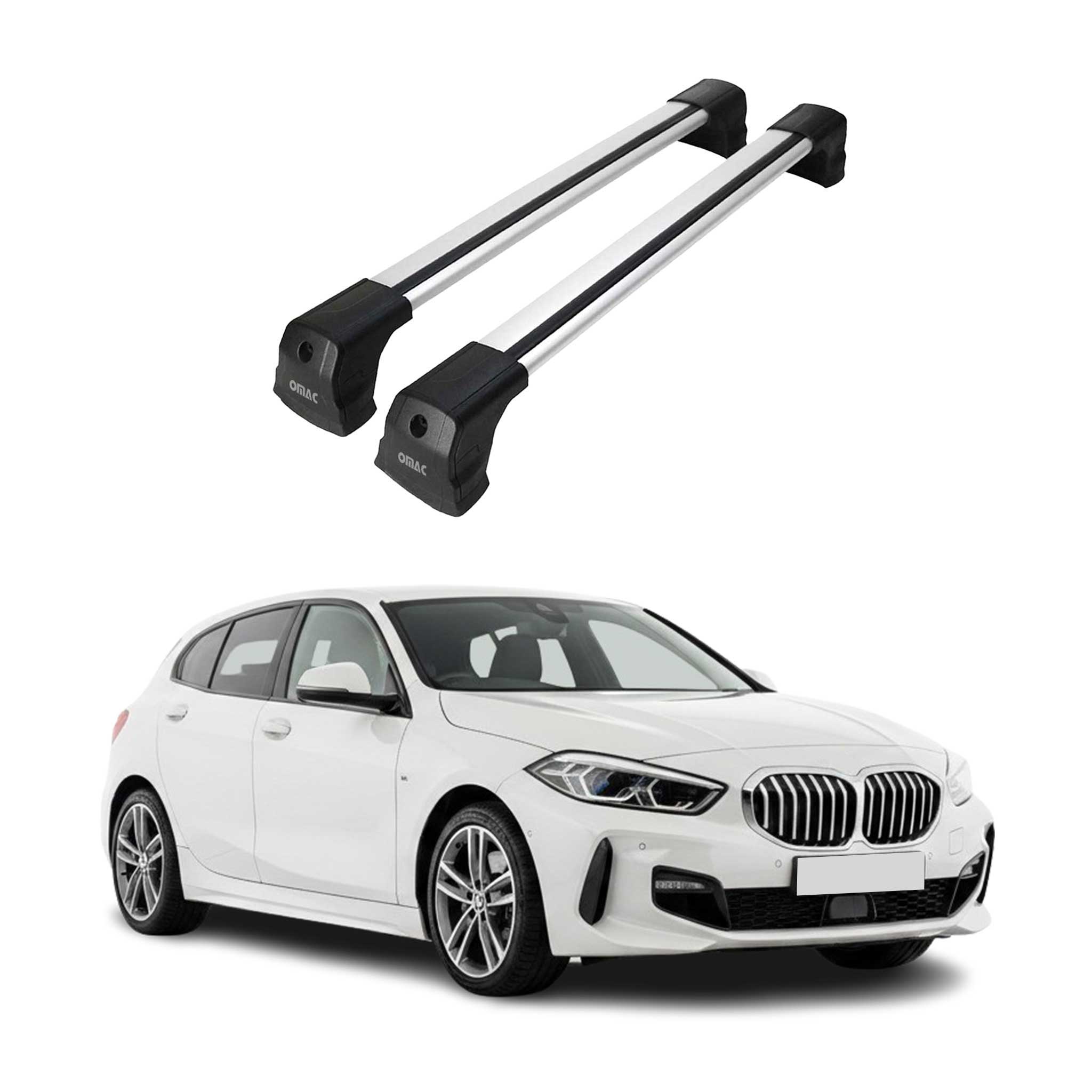 Barres de toit transversales pour BMW Serie 1 F40 2019-2024 Aluminium Gris 2Pcs