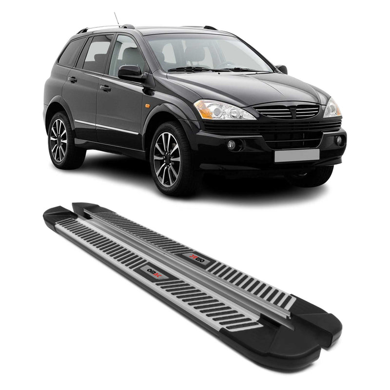 Marchepieds Latéraux pour Ssangyong Kyron 2005-2014 Aluminium Noir Gris 2Pcs