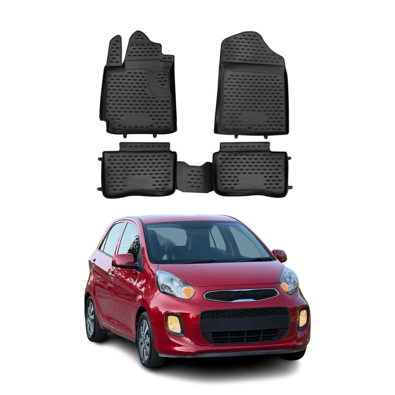 OMAC Tapis de sol pour Kia Picanto 2011-2017 sur mesure en caoutchouc Noir