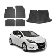 Kit Tapis de sol et coffre pour Nissan Micra V K14 2017-2023 TPE Noir