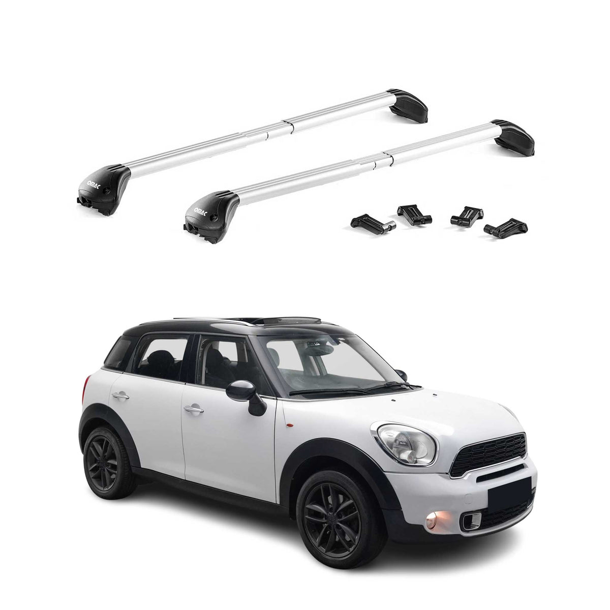 Barres de toit transversales pour Mini Countryman R60 F60 2010-2023 Alu Gris ABE