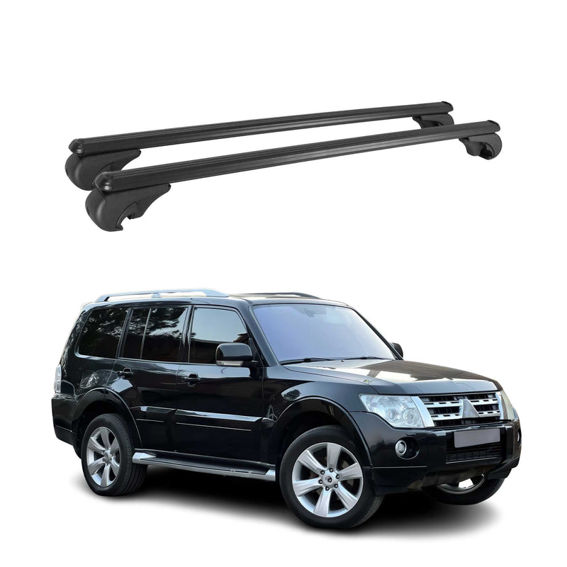 Barres de toit Transversales pour Mitsubishi Pajero 2006-2024 Aluminium Noir