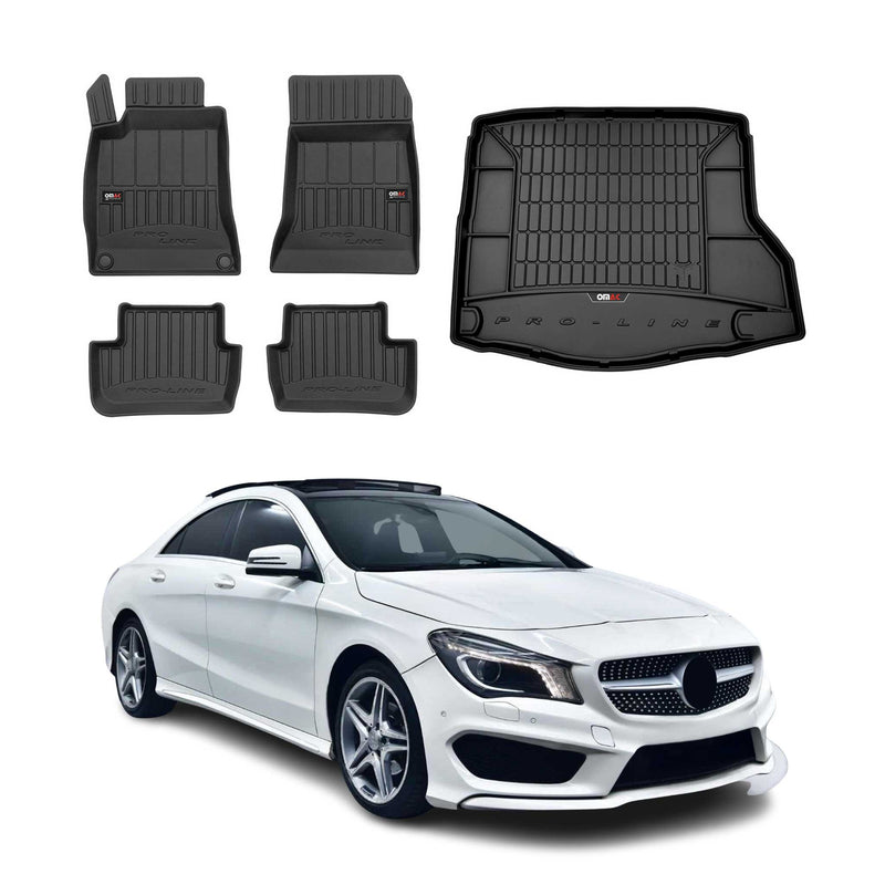 Kit Tapis de Sol et Coffre pour Mercedes Classe CLA C117 2013-2019 TPE Noir