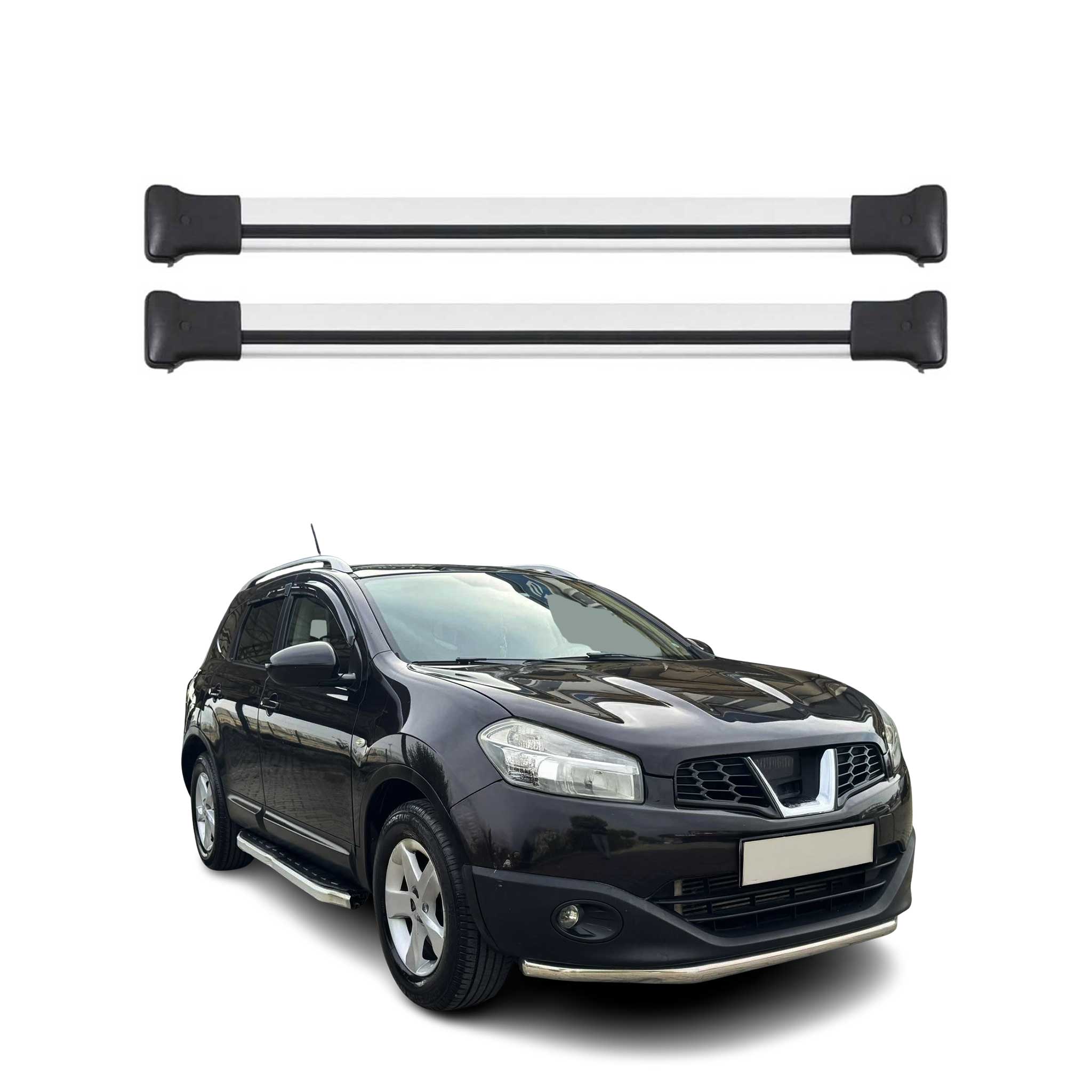 Barres de toit transversales pour Nissan Qashqai 2006-2014 Aluminium Gris