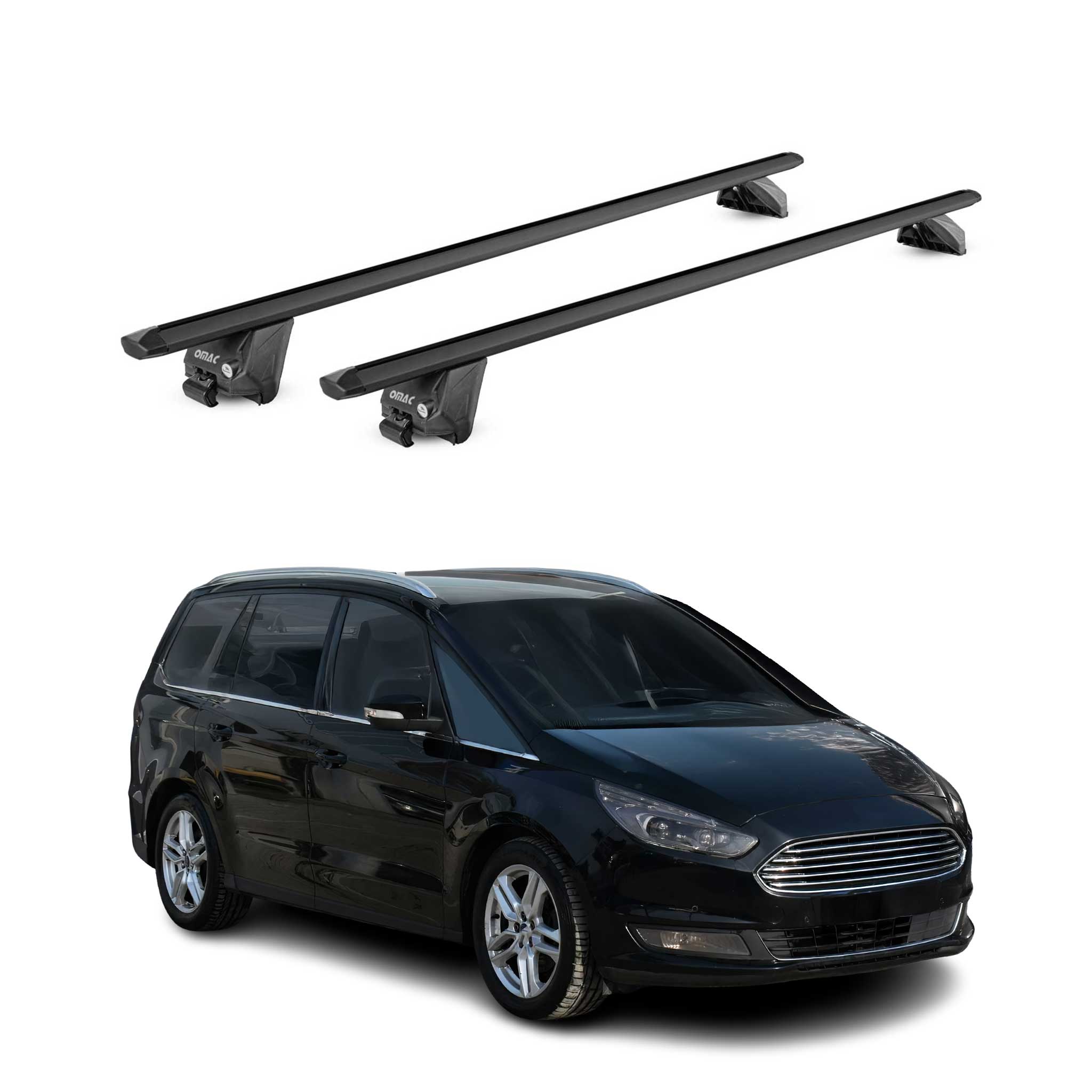 Barres de toit transversales pour Ford Galaxy III 2015-2023 Alu Noir 2Pcs ABE