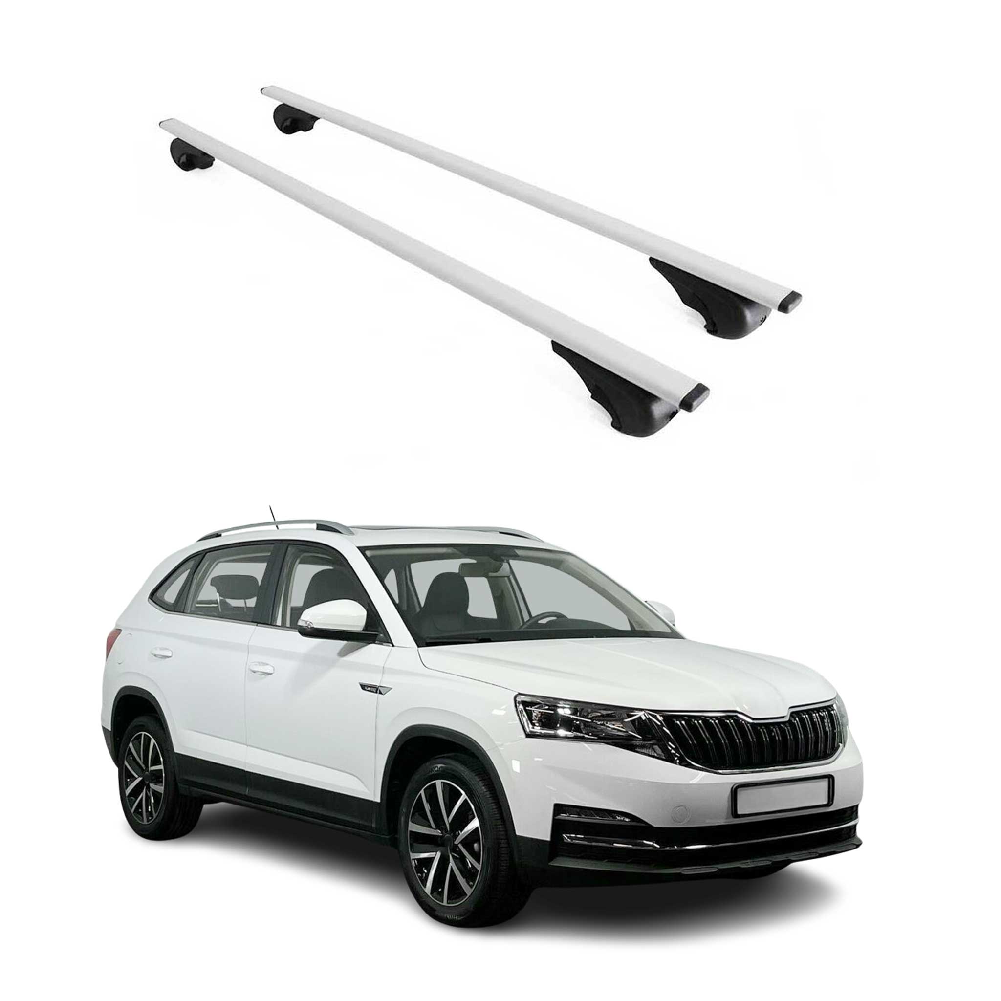 Barres de toit Transversales pour Skoda Kamiq 2019-2026 Fer Argent