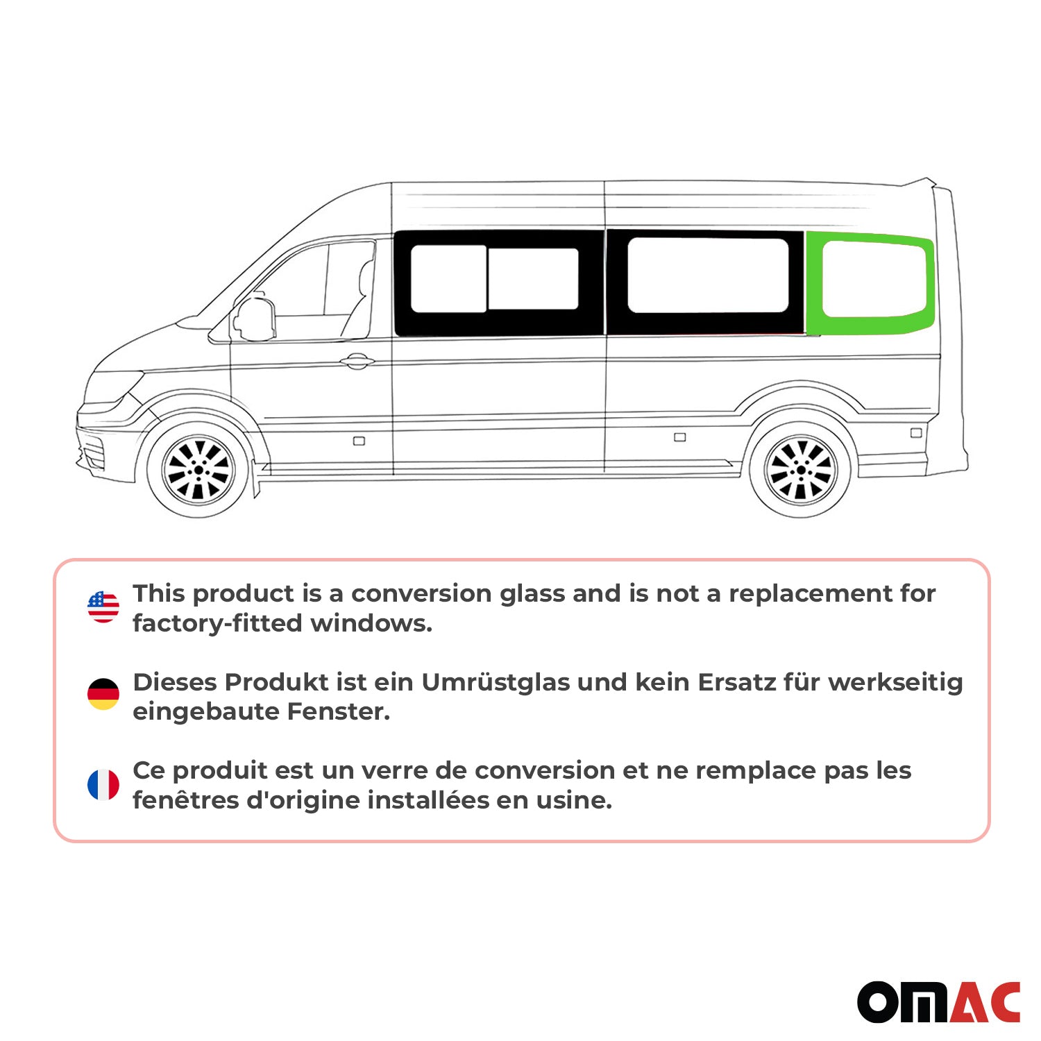 Vitre de Porte pour VW Crafter 2017-2025 L3 Arrière Gauche Verre fixe