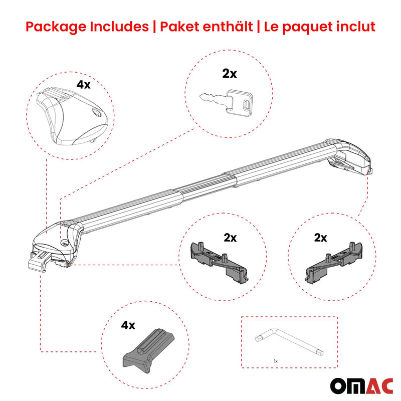 Barres de toit transversales pour Peugeot 3008 2016-2025 Alu Argenté 2x ABE