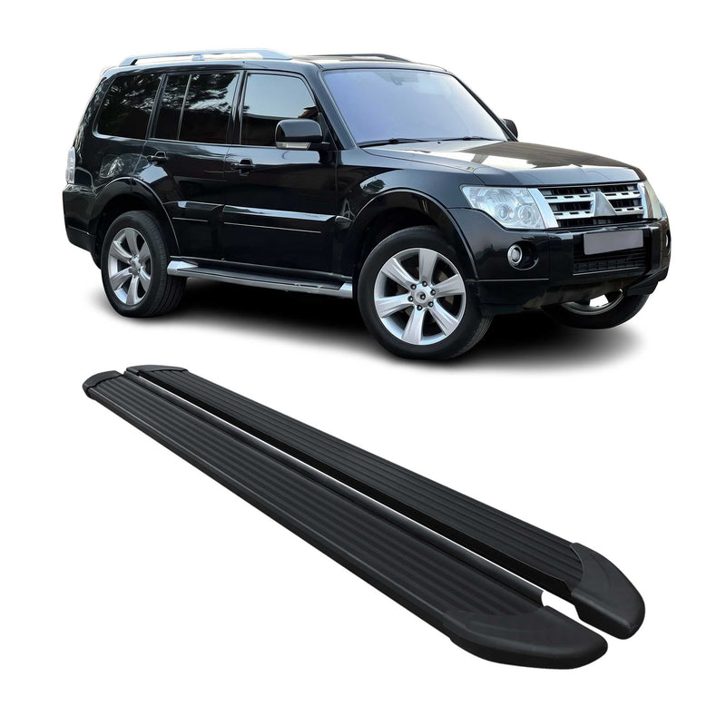 Marchepieds Latéraux pour Mitsubishi Pajero V80 2007-2024 Noir Aluminium 2Pcs