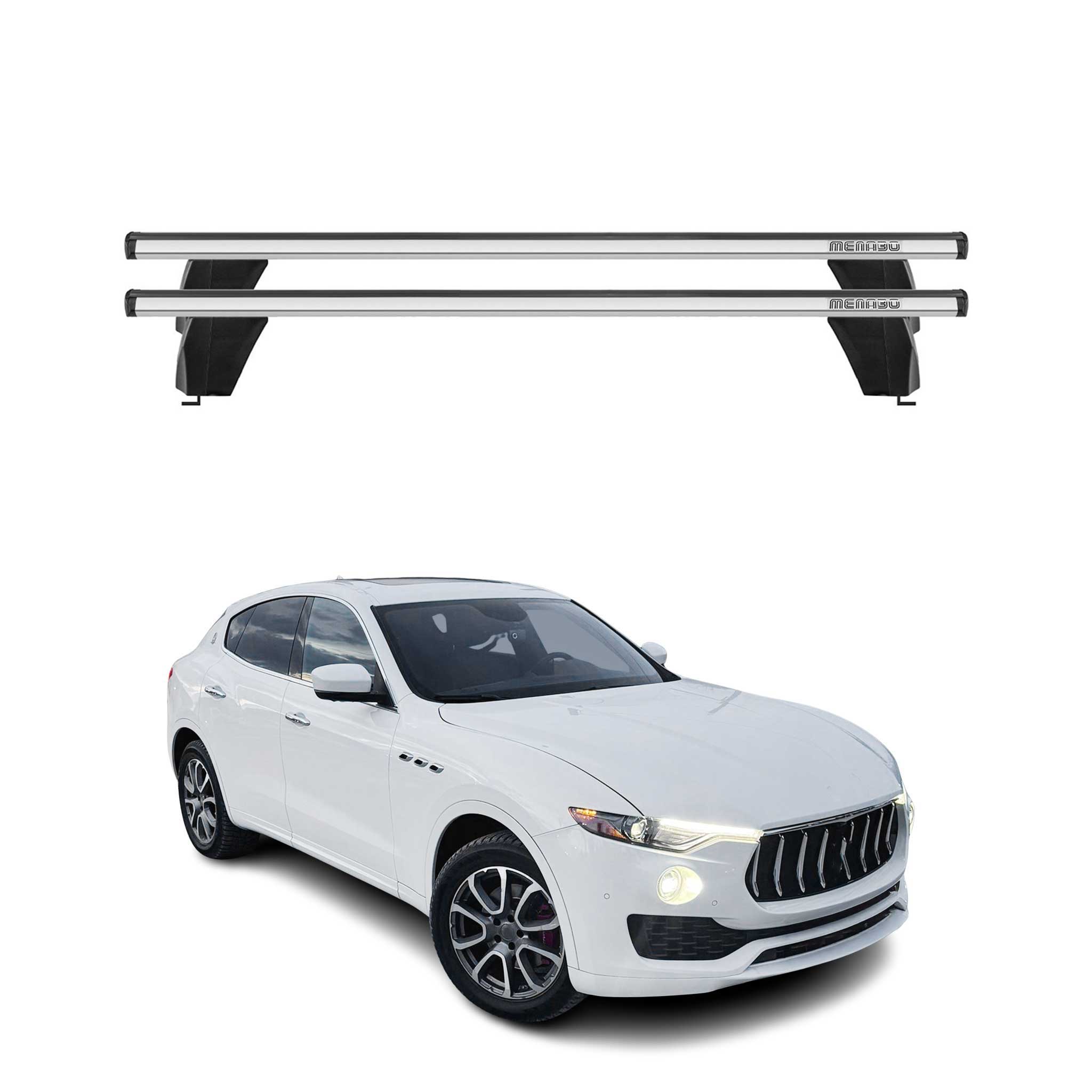 Menabo Barres de toit Transversales pour Maserati Levante 2017-2024 Alu Gris ABE