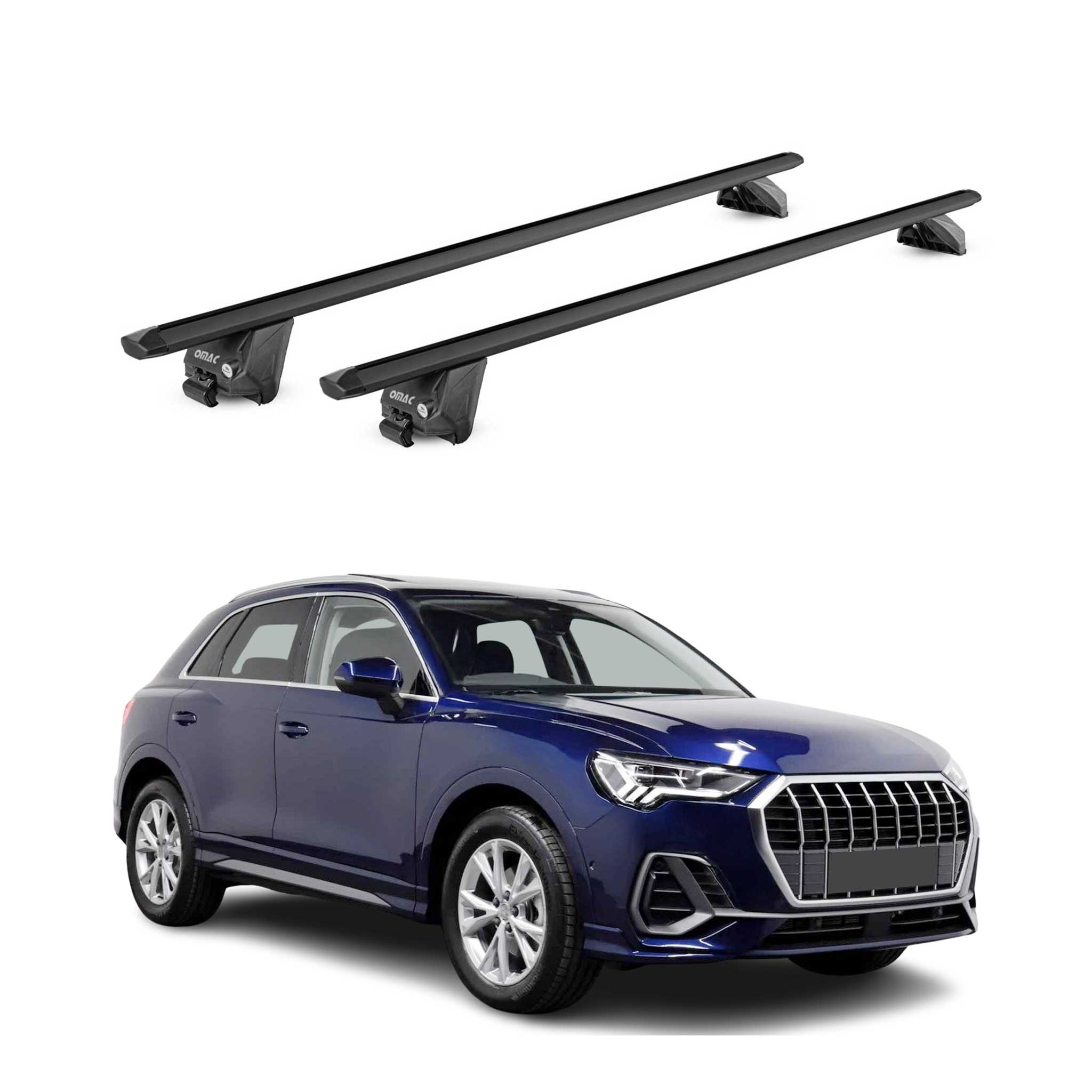 Barres de toit transversales pour Audi Q3 F3 2018-2025 Alu Noir 2 pièces ABE