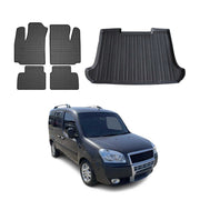 Kit Tapis de sol et coffre pour Fiat Doblo 2000-2010 en Caoutchouc Noir
