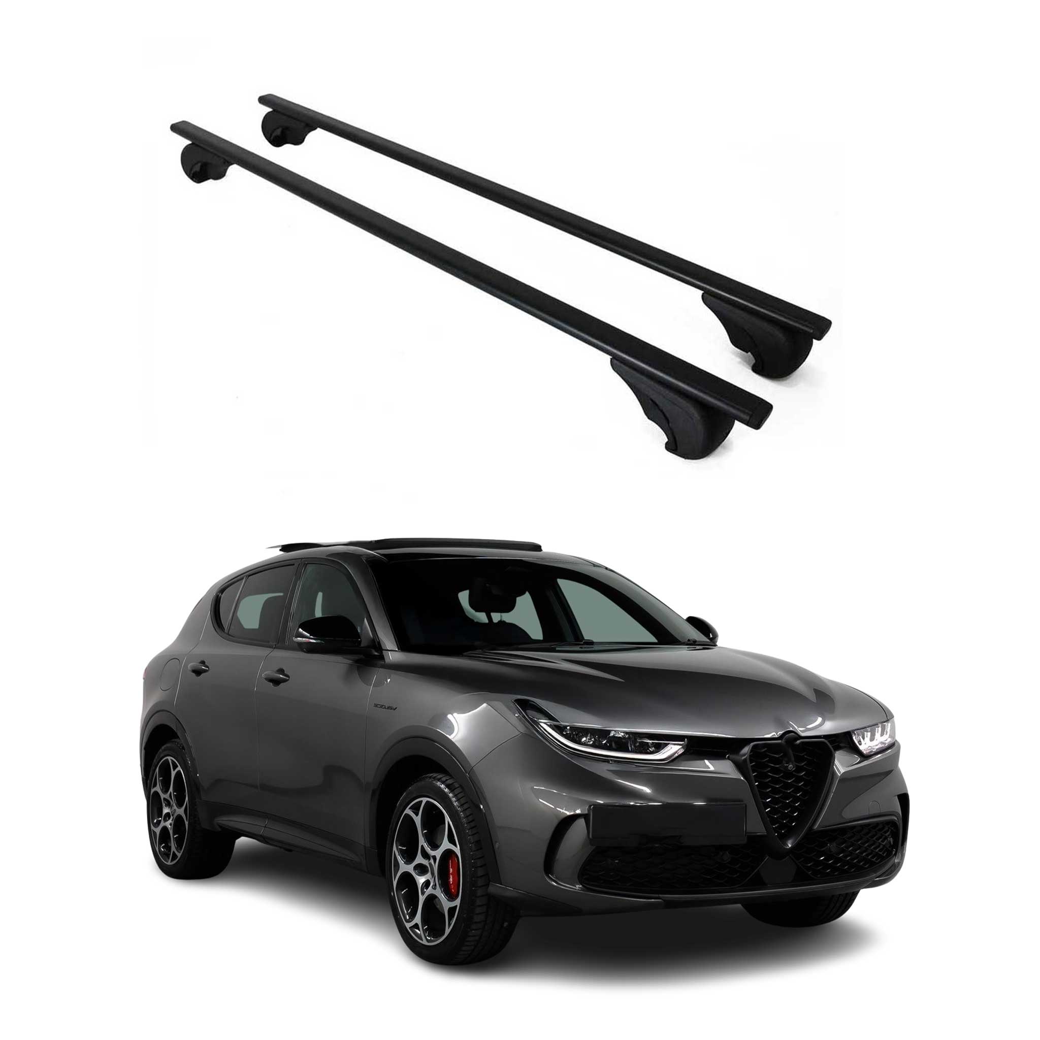 Barres de toit transversales pour Alfa Romeo Tonale 2022-2025 Fer Noir 2Pcs
