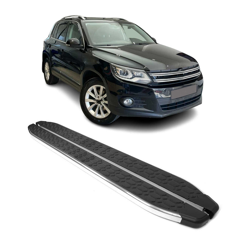Marchepieds Latéraux pour VW Tiguan 2007-2016 inoxydable Brillant Argent Noir 2x