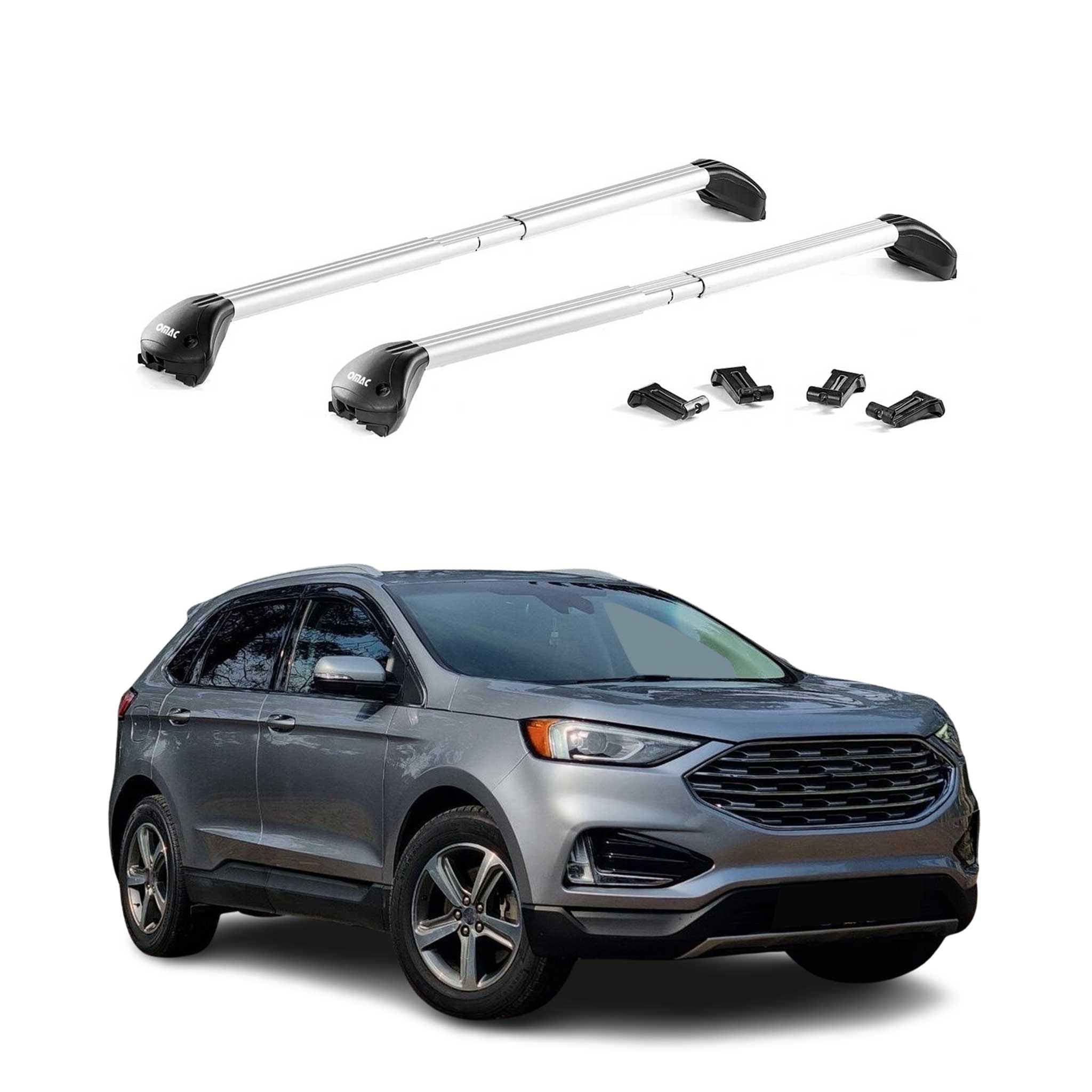 Barres de toit transversales pour Ford Edge 2016-2022 Alu Gris Argenté 2x ABE