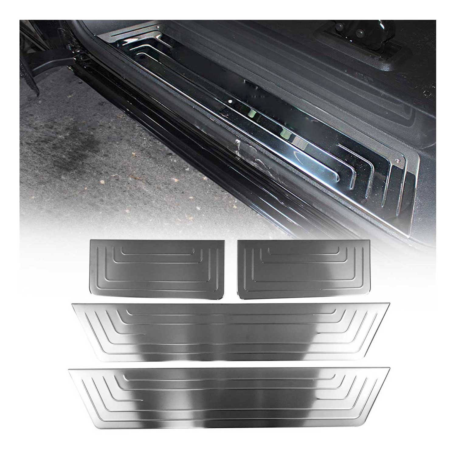 Couverture de Seuil de porte pour VW T6 T6.1 Transporter 2015-24 inox Brossé 4x