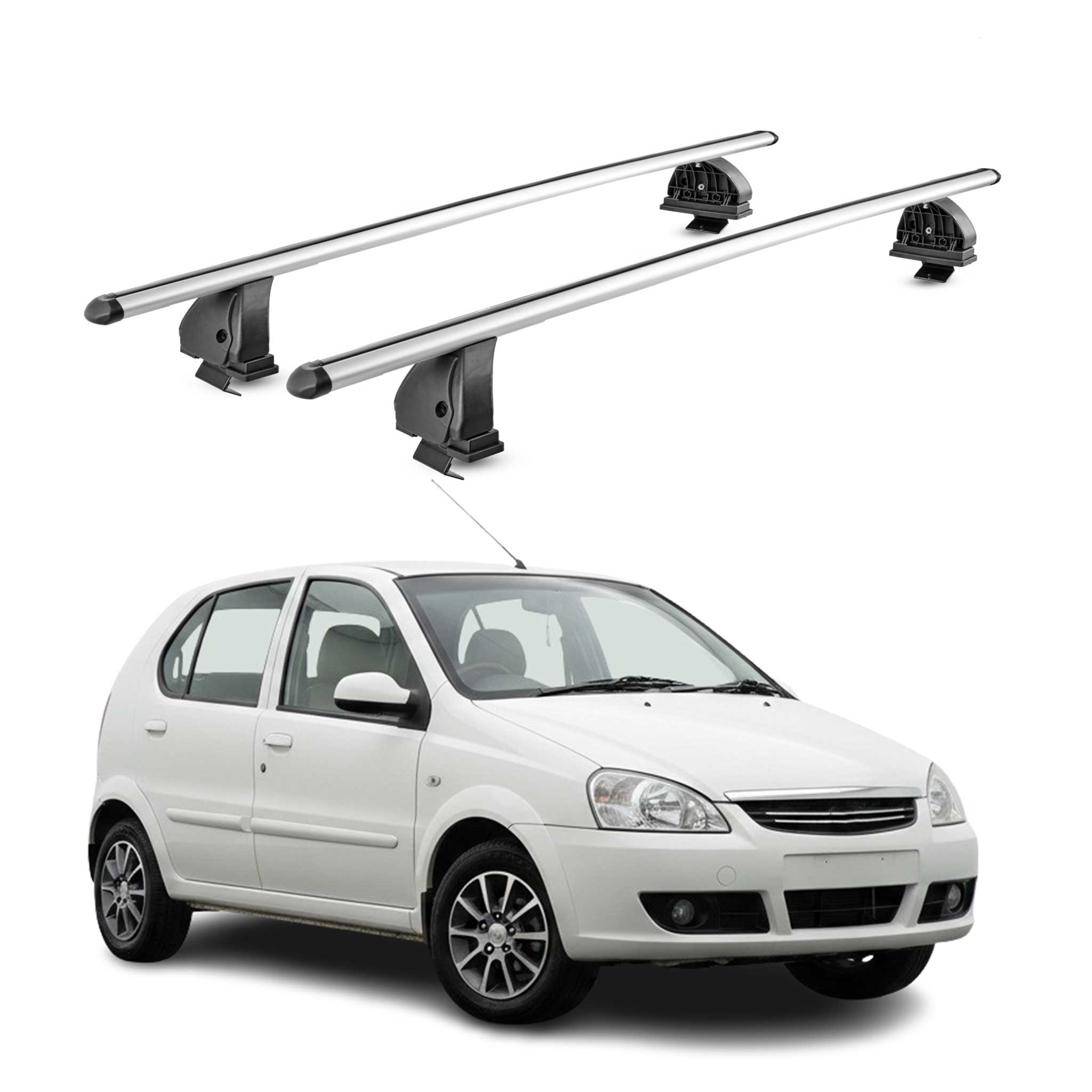 Barres de toit transversales Alu pour Tata Indica 2010-2018 TÜV 75 kg Gris 2Pcs
