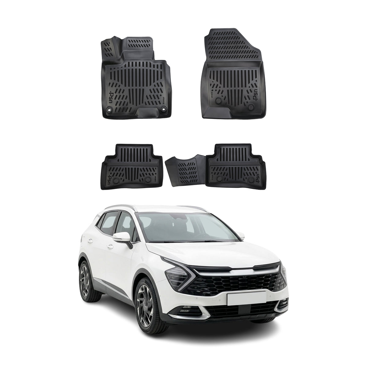 Tapis de sol pour Kia Sportage 2022-2027 ICE/MHEV Noir 3D en Caoutchouc TPE 4Pcs