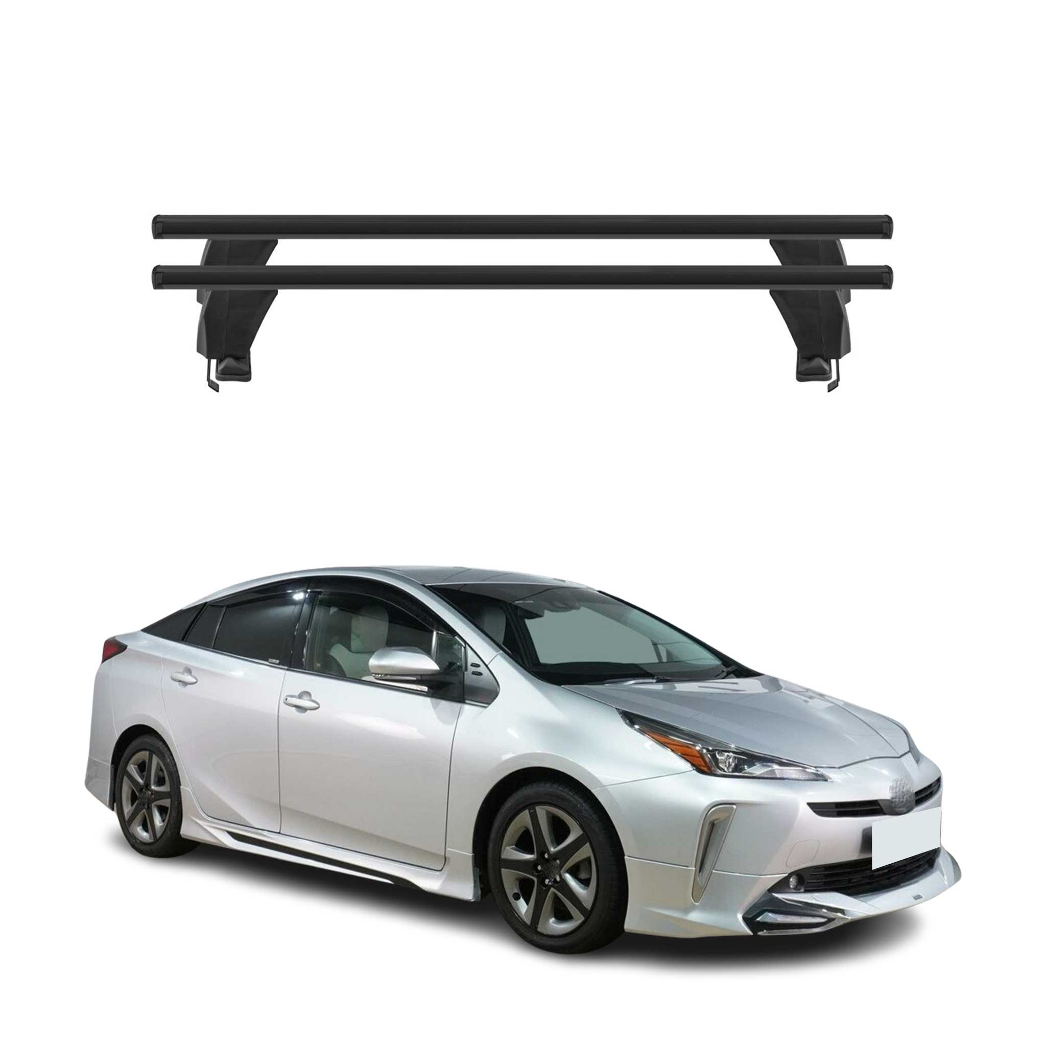 Menabo Barres de toit Transversales pour Toyota Prius IV 2018-2025 Alu Noir ABE