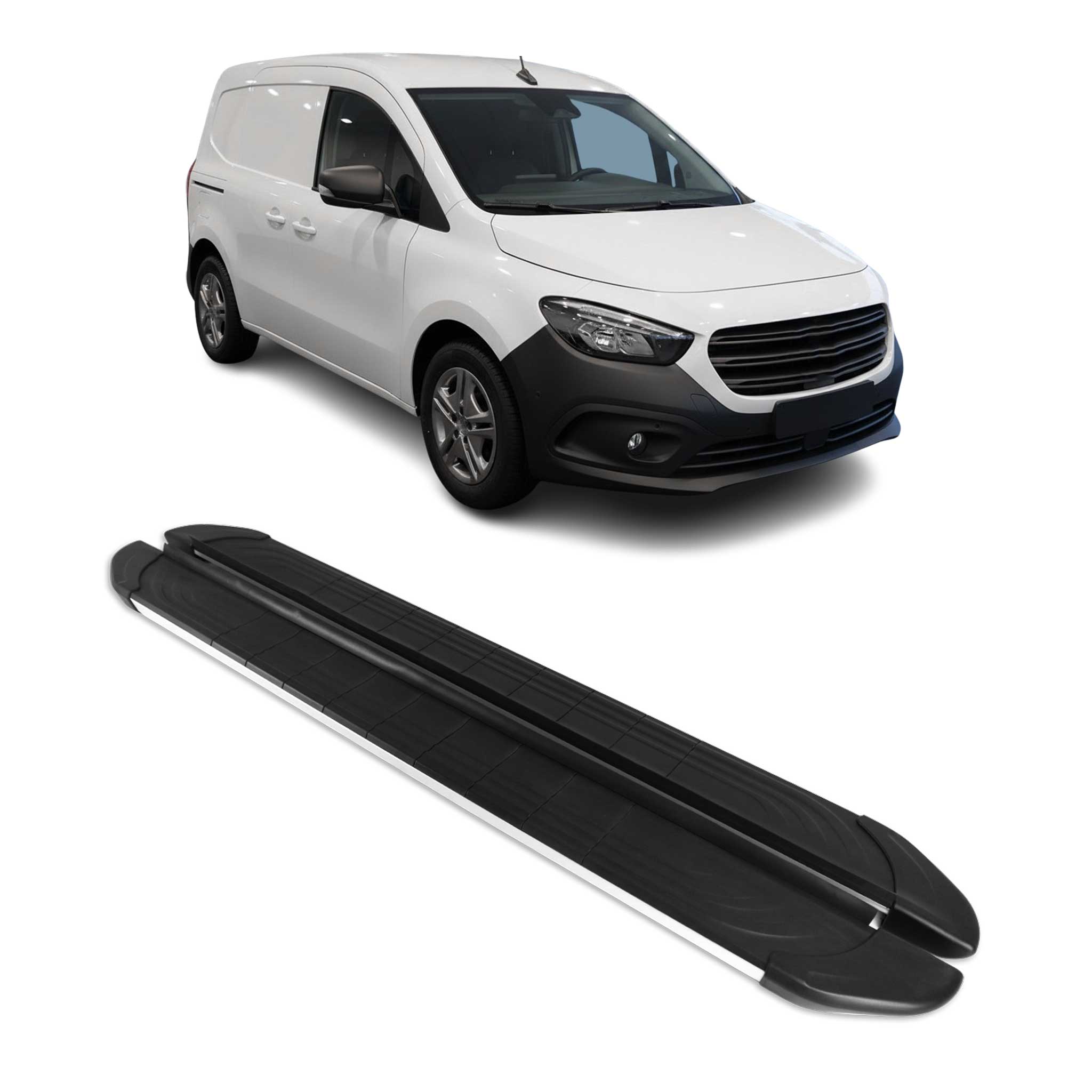 Marchepieds latéraux pédale pour Mercedes Citan W420 L1 2021-2026 Alu Gris Noir