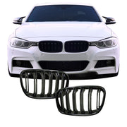 JOM Calandre pour BMW (F20/F21) 2011-2015 Doppelrippe Noir ABS Noir Brillant