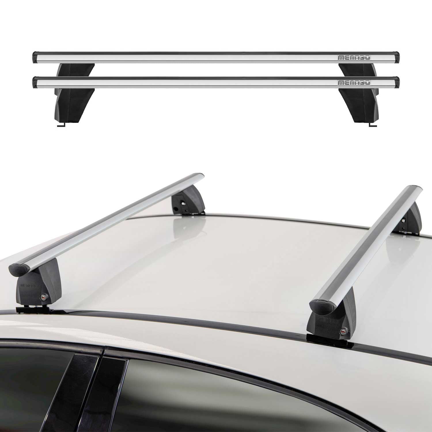 Menabo Barres de toit Transversales pour Opel Zafira 2005-2008 Alu Gris 2x ABE