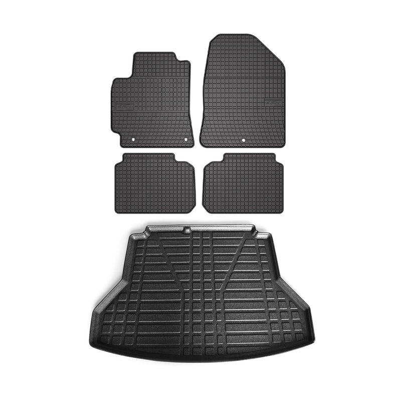 Kit Tapis de sol et coffre pour Hyundai Elantra 2015-2024 TPE Noir