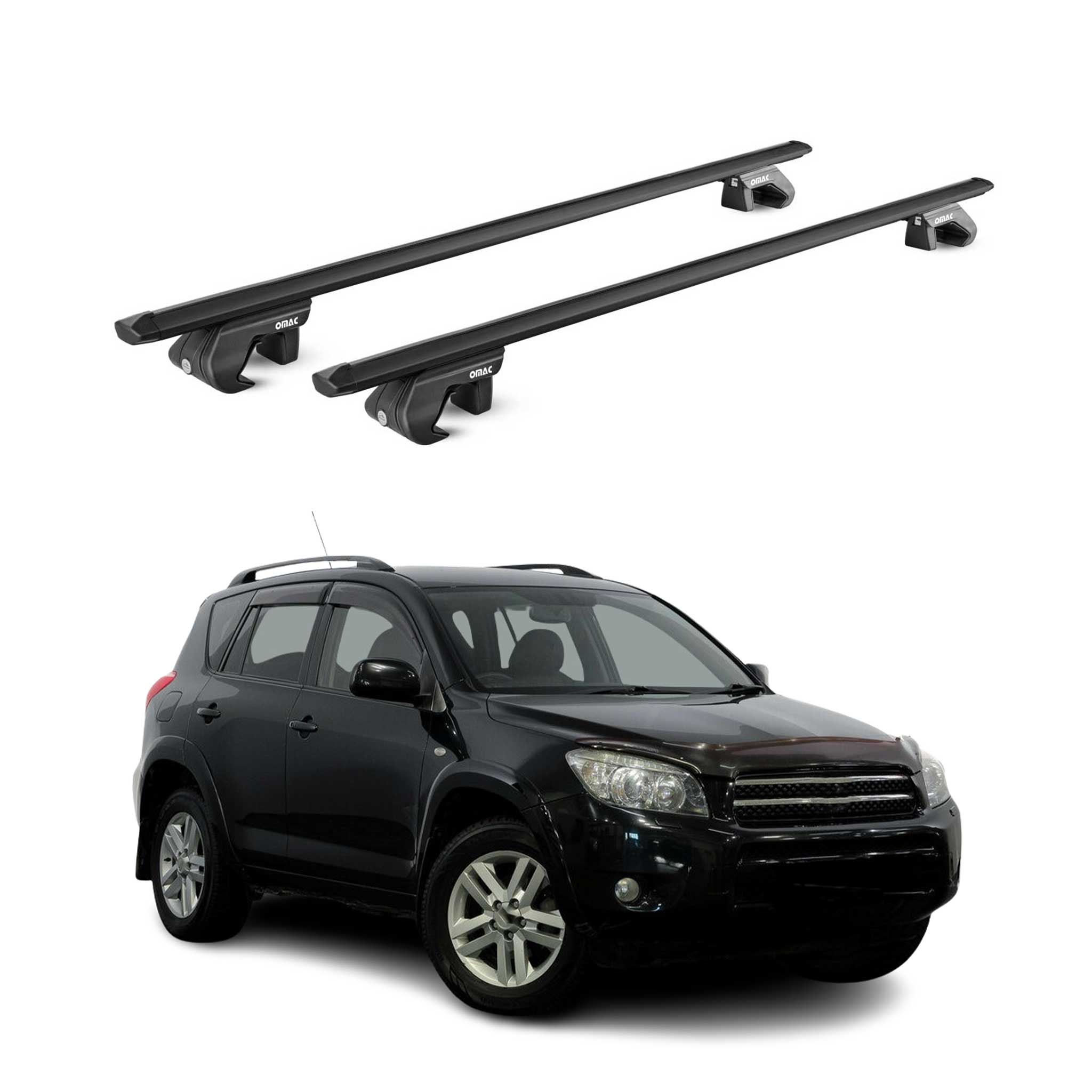 Barres de toit transversales pour Toyota Rav4 XA30 2006-2013 5 P Alu Noir 2x ABE